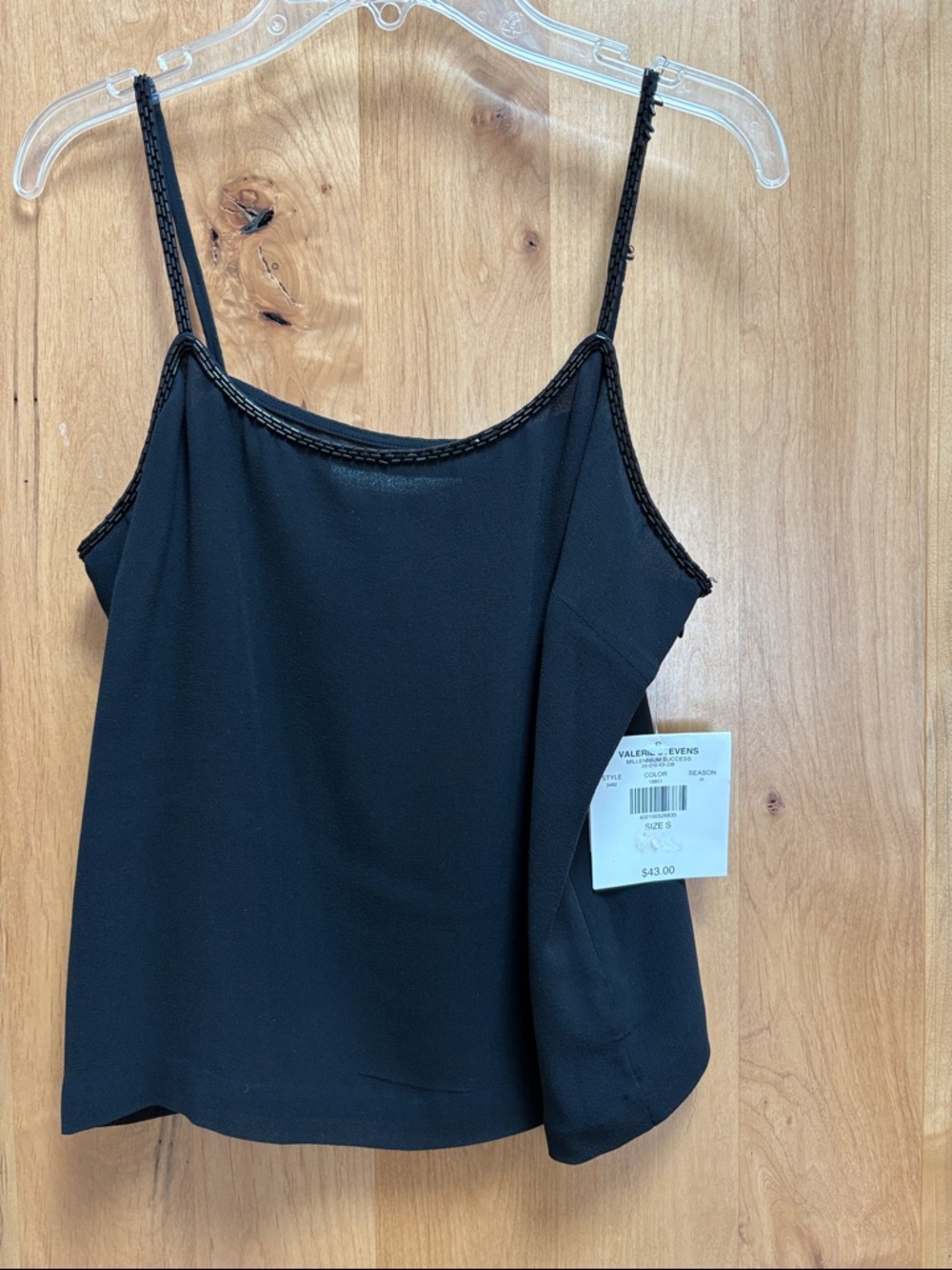 Valerie Stevens Black Braided-Trim Camisole